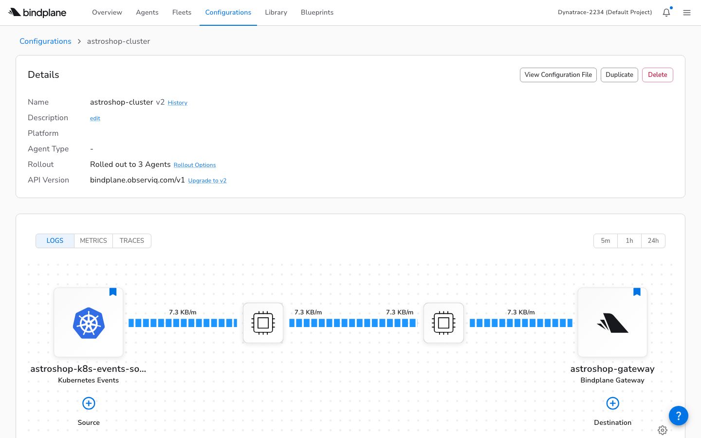 Cluster configuration with Kubernetes events source forwarding to gateway